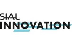 Texte stylisé “SIAL INNOVATION” en noir avec éléments graphiques bleus sur fond clair.
