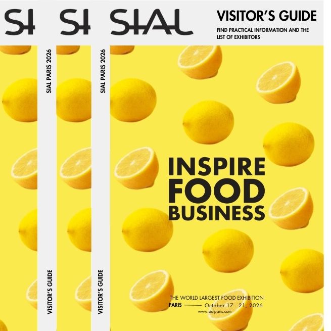 Visitor's guide for SIAL Paris 2026 with yellow lemons and the text 'Inspire Food Business'.