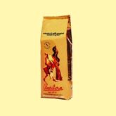 Emballage de café avec l'image d'une danseuse, sur fond jaune