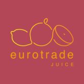 Eurotrade Juice logo with stylized fruits on a burgundy background.