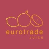 Eurotrade Juice logo with stylized fruits on a burgundy background.