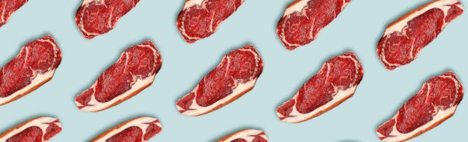 Steak pattern on blue background