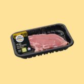 Tray of organic veal escalope