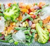 Frozen vegetables: broccoli, green beans, carrots