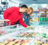 A couple in a frozen food shop 