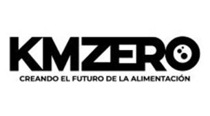KMZERO logo with the text "Creando el futuro de la alimentación" in black.