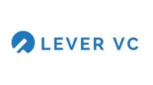 Logo de Lever VC avec un symbole en forme de levier bleu à gauche.