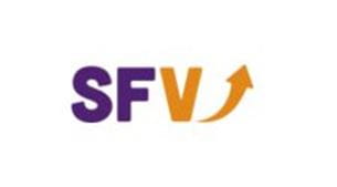SnackFutures Ventures logo with the letters SFV in purple and orange.