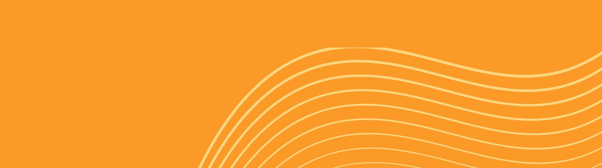 Orange background image with yellow and white wavy lines on the right side.