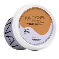 Functional ice cream tub with dulce de leche flavor on a white background.