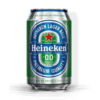 Heineken 0.0 alcohol-free can on white background
