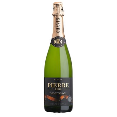 Brut champagne bottle on neutral background