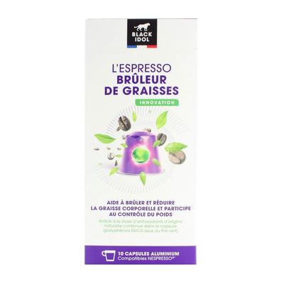 Fat burning espresso coffee capsules compatible with Nespresso machines.