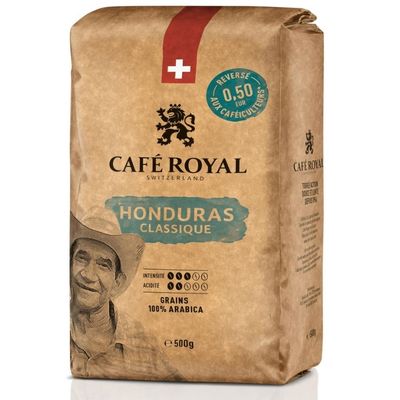 Honduras arabica coffee beans in classic roast packaging.