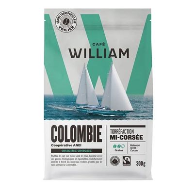 Colombian coffee beans with medium roast profile.