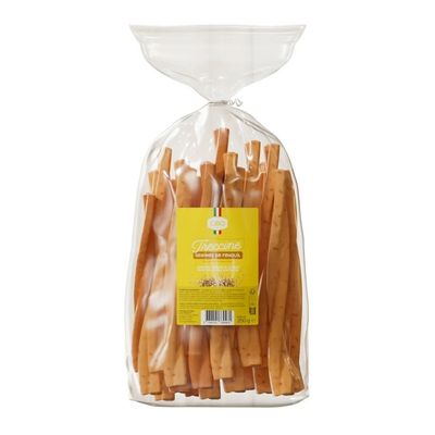 Sachet de gressins italiens nature présentés dans un emballage transparent