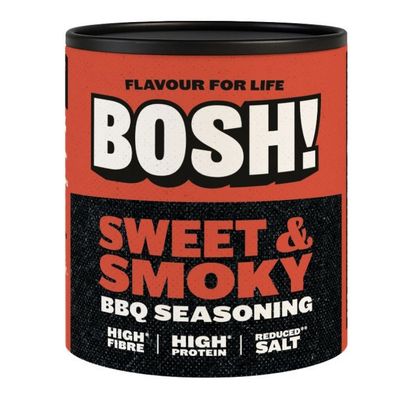 Boîte BOSH! Sweet & Smoky BBQ Seasoning, assaisonnement barbecue fumé et sucré.