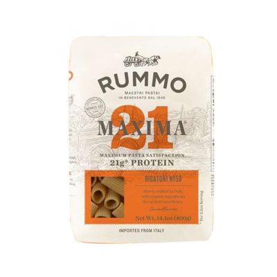Barquette Rummo High Protein Rigatoni n°56, pâtes riches en protéines.