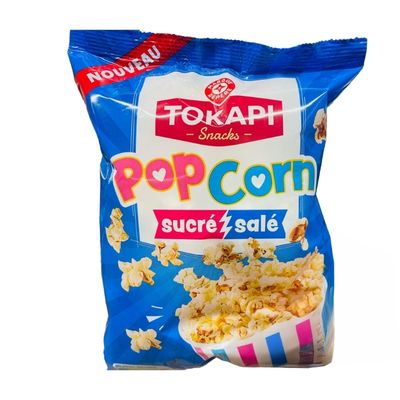 Sachet Tokapi PopCorn sucré salé, popcorn en format snack bleu.