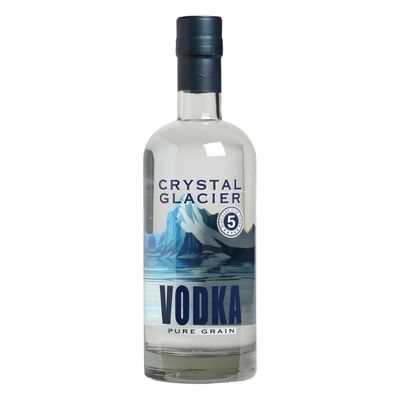 Bouteille de vodka Crystal Glacier avec design bleu glacé