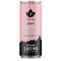Natural watermelon-flavored energy drink can with natural caffeine