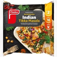 Indian chicken tikka masala ready meal presented in its Findus packaging.
